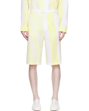 Maison Kitsune Hotel Olympiaエディション ホワイト＆イエロー Poolside ショートパンツ - サムネイル1