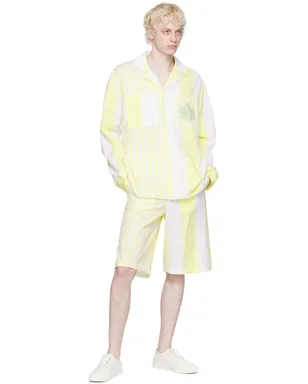Maison Kitsune Hotel Olympiaエディション ホワイト＆イエロー Poolside ショートパンツ - サムネイル4