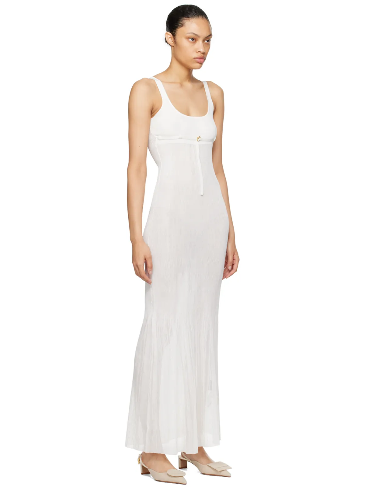 JACQUEMUS Le Chouchouコレクション ホワイト La Robe Maille Oranger マキシワンピース - 画像2