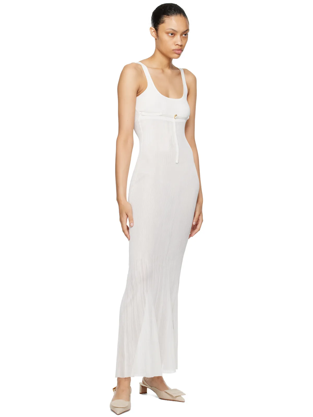 JACQUEMUS Le Chouchouコレクション ホワイト La Robe Maille Oranger マキシワンピース - 画像4