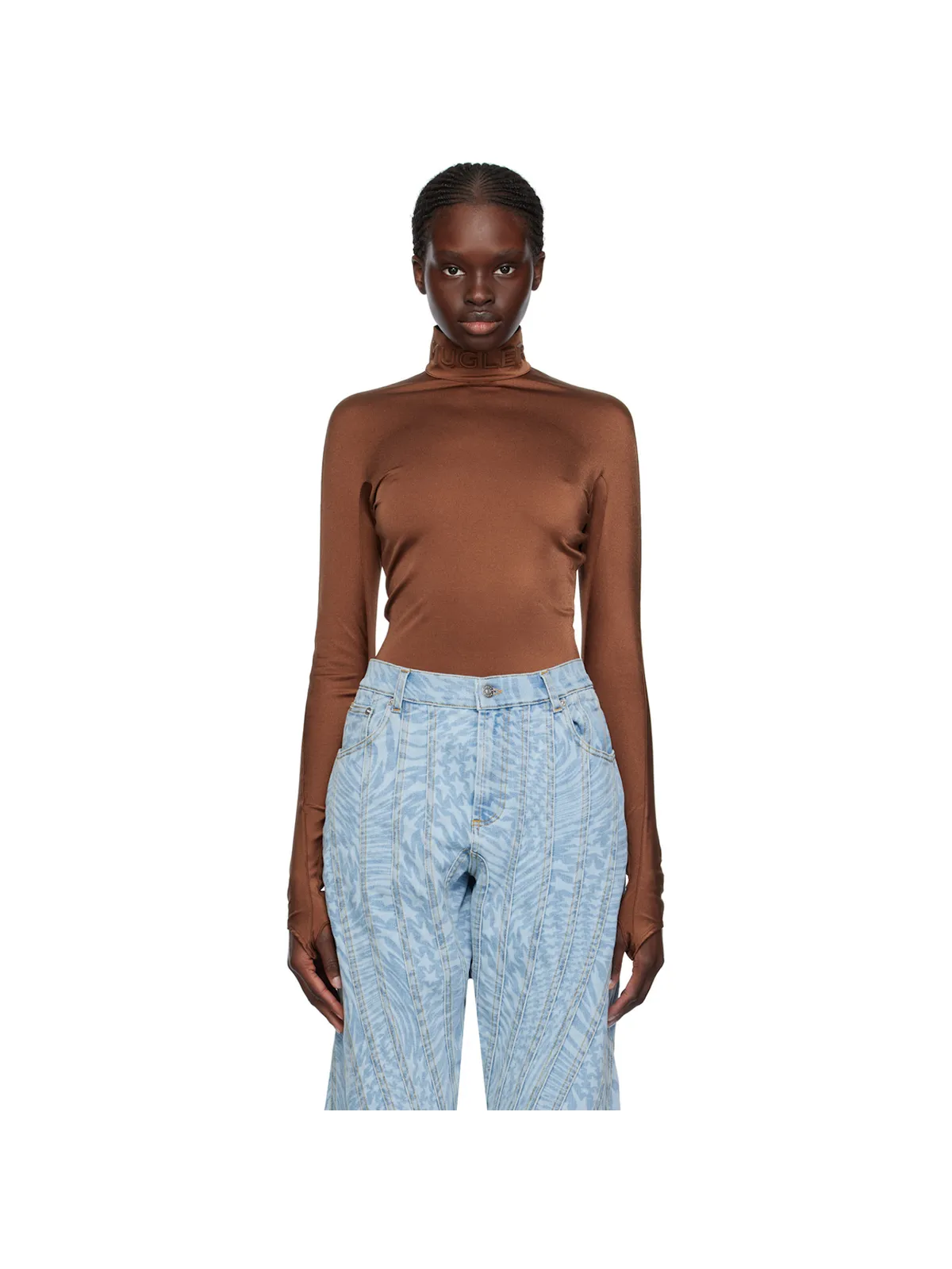 Mugler モックネック ボディスーツ - 画像1