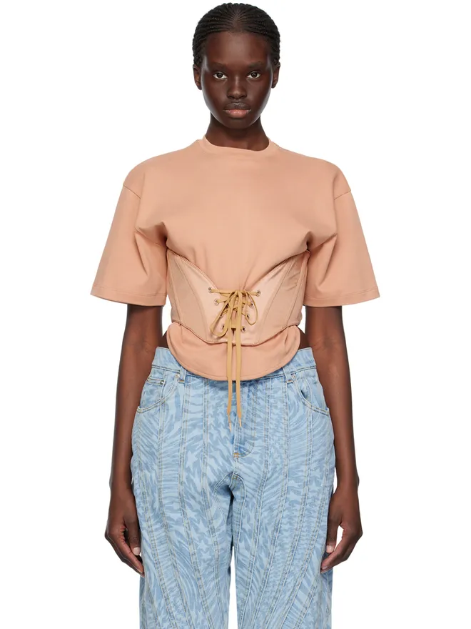 Mugler Mugler レースアップ Tシャツの商品画像