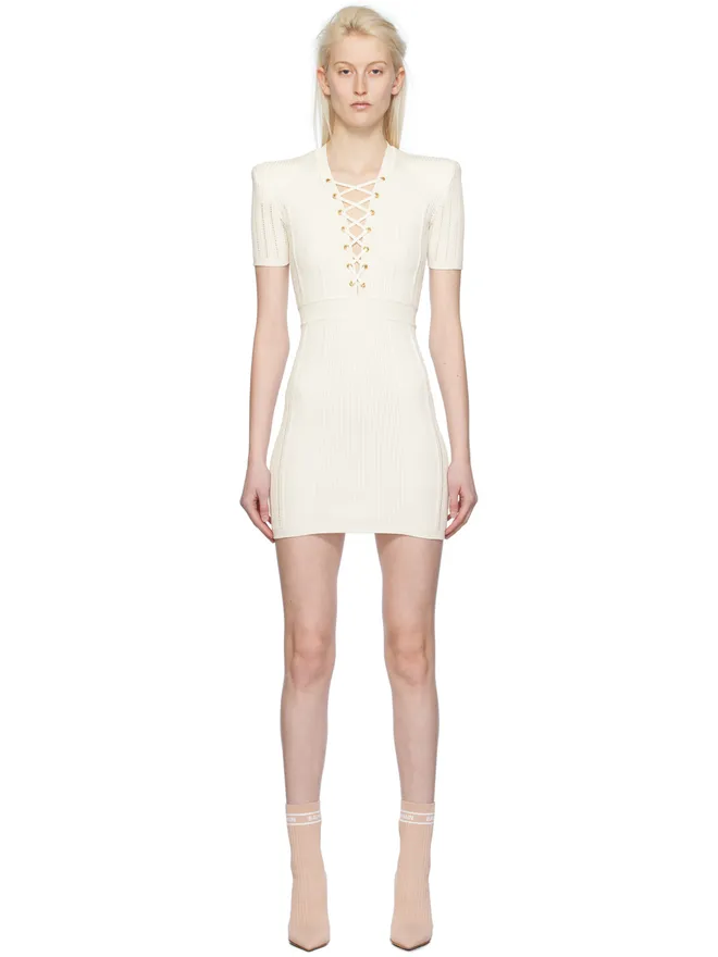 BALMAIN BALMAIN レース Vネック ミニワンピースの商品画像
