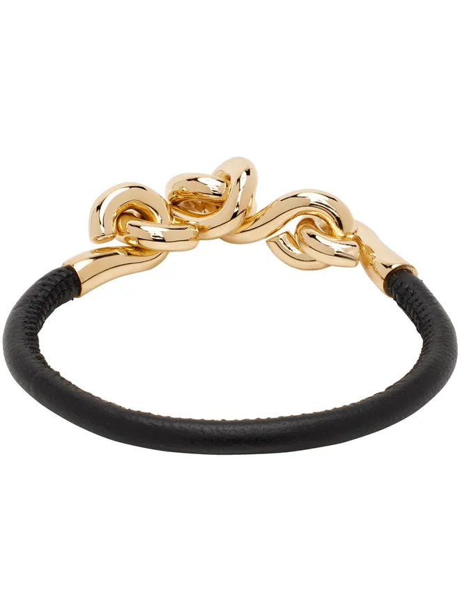 Bottega Veneta Bottega Veneta ブラック Loop レザーブレスレットの商品画像