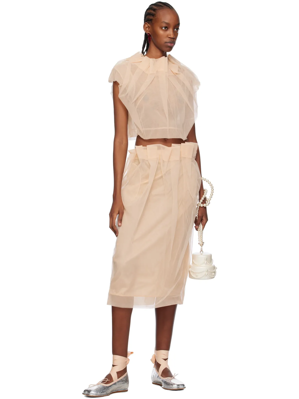 Simone Rocha ハートトゥ リボン ボウ バレエシューズ - 画像5