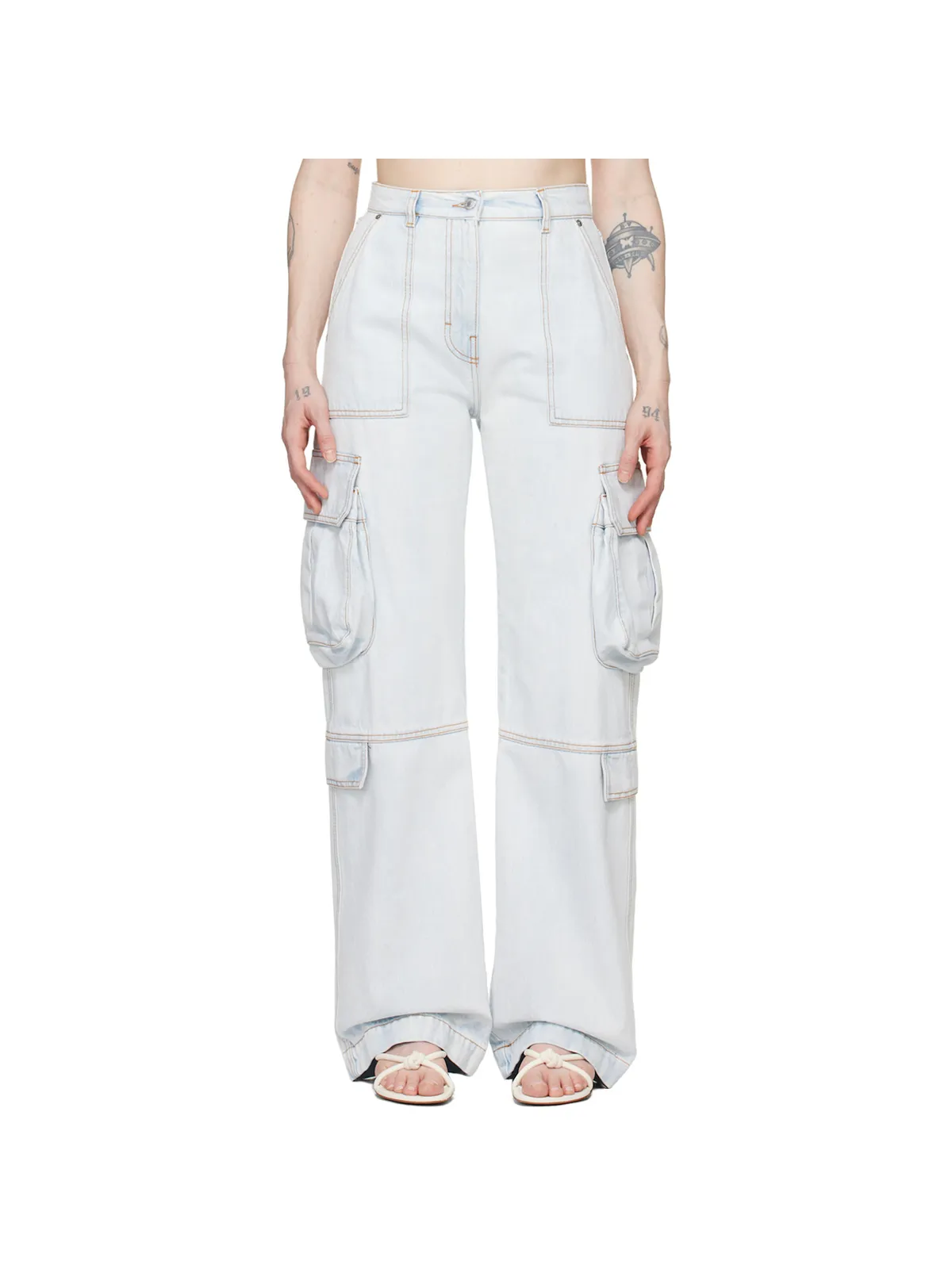 MSGM オーバーサイズ デニム カーゴパンツ - 画像1