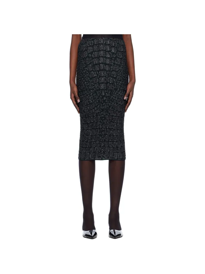 ALAÏA ALAÏA クロコエフェクト ミディアムスカートの商品画像