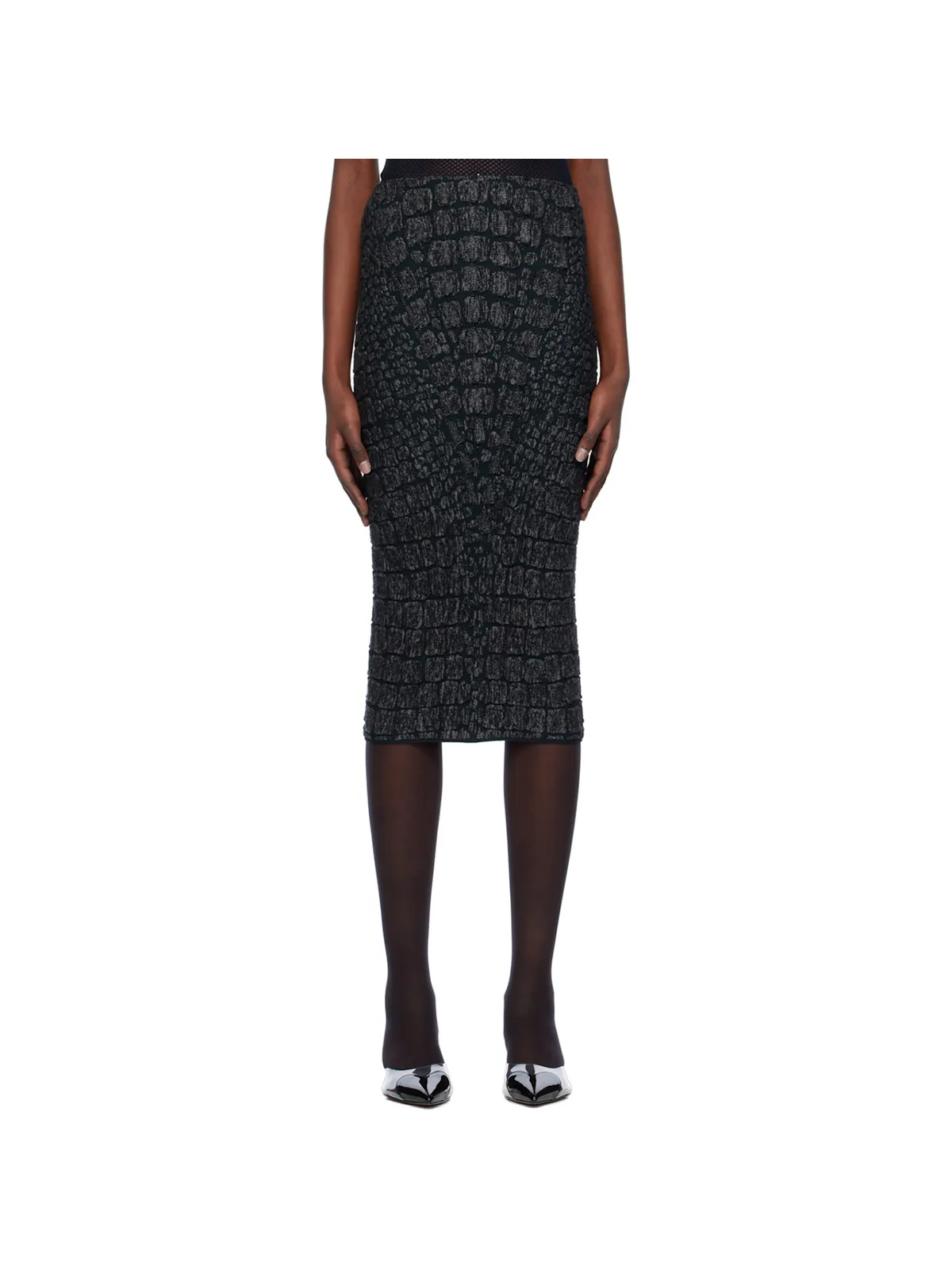 ALAÏA クロコエフェクト ミディアムスカート - 画像1