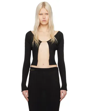 JACQUEMUS Les Classiquesコレクション ブラック La Maille Pralu Longue カーディガン - サムネイル1