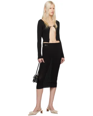 JACQUEMUS Les Classiquesコレクション ブラック La Maille Pralu Longue カーディガン - サムネイル4