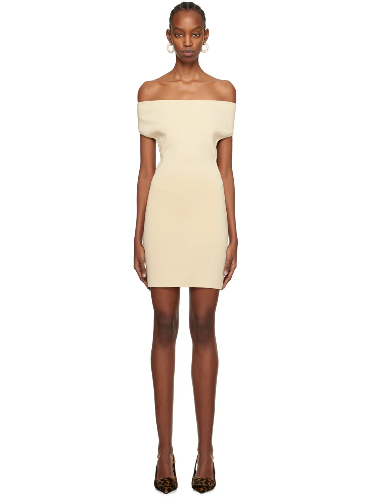 JACQUEMUS Les Sculpturesコレクション ベージュ La robe Cubista ミニドレス - 画像1