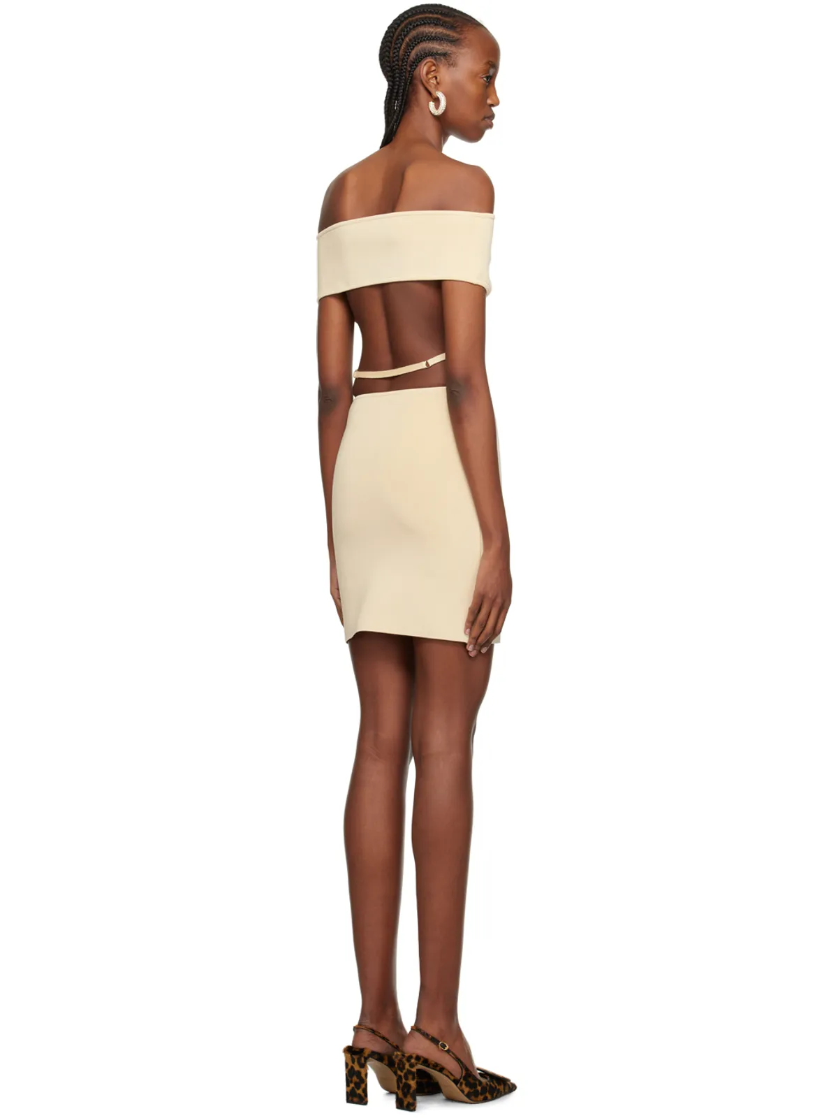 JACQUEMUS Les Sculpturesコレクション ベージュ La robe Cubista ミニドレス - 画像3