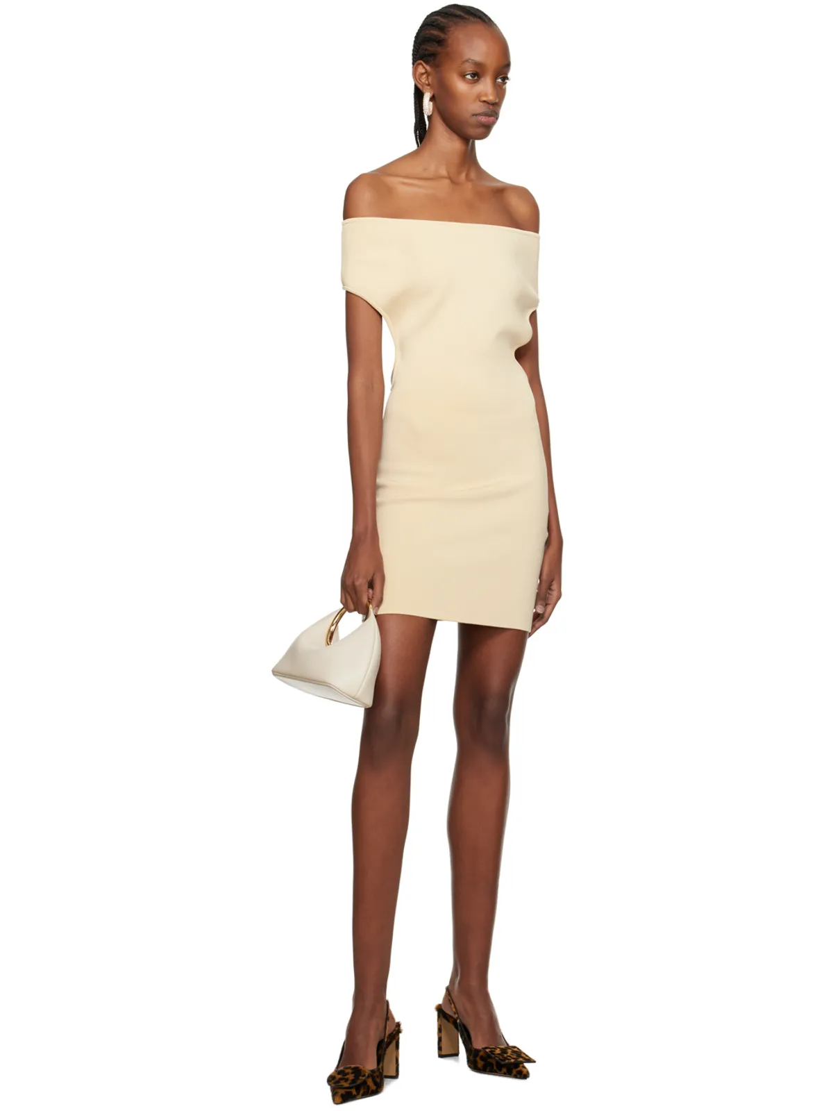 JACQUEMUS Les Sculpturesコレクション ベージュ La robe Cubista ミニドレス - 画像4