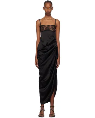 JACQUEMUS Les Sculpturesコレクション ブラック La Saudade longue brodée マキシドレス - サムネイル1