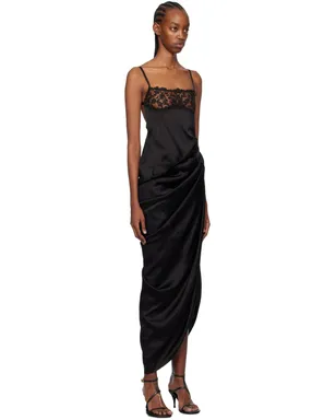 JACQUEMUS Les Sculpturesコレクション ブラック La Saudade longue brodée マキシドレス - サムネイル2