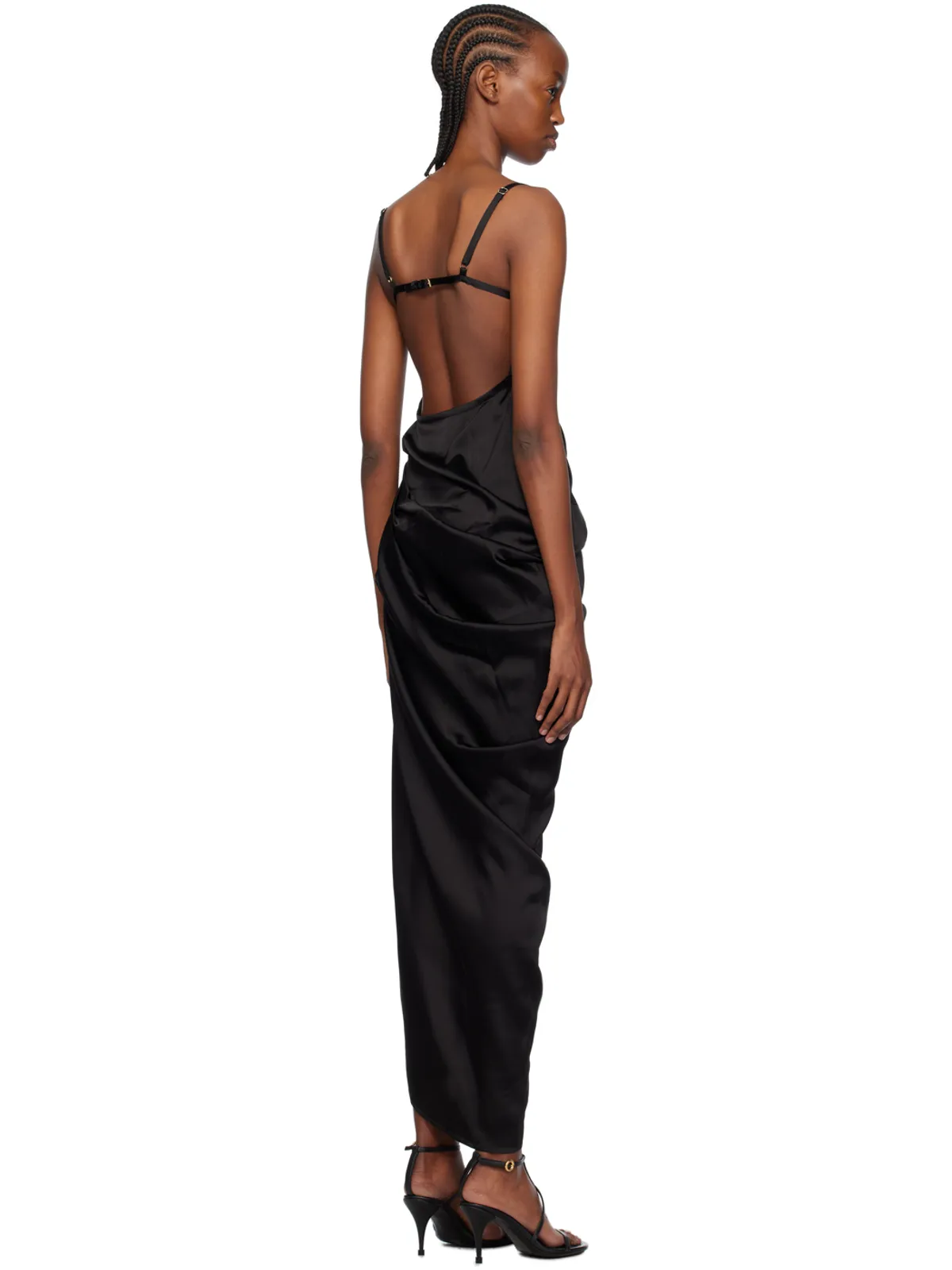 JACQUEMUS Les Sculpturesコレクション ブラック La Saudade longue brodée マキシドレス - 画像3