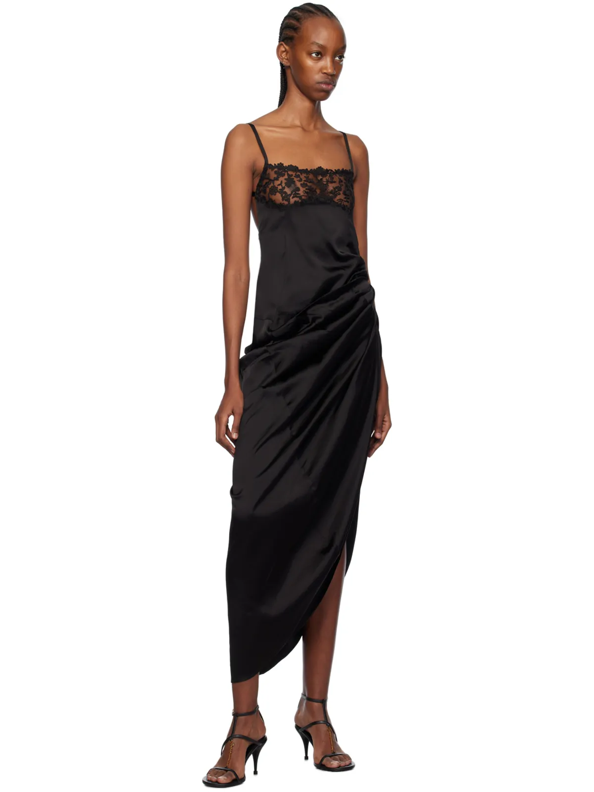 JACQUEMUS Les Sculpturesコレクション ブラック La Saudade longue brodée マキシドレス - 画像4