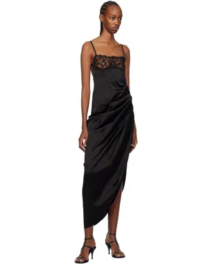 JACQUEMUS Les Sculpturesコレクション ブラック La Saudade longue brodée マキシドレス - サムネイル4