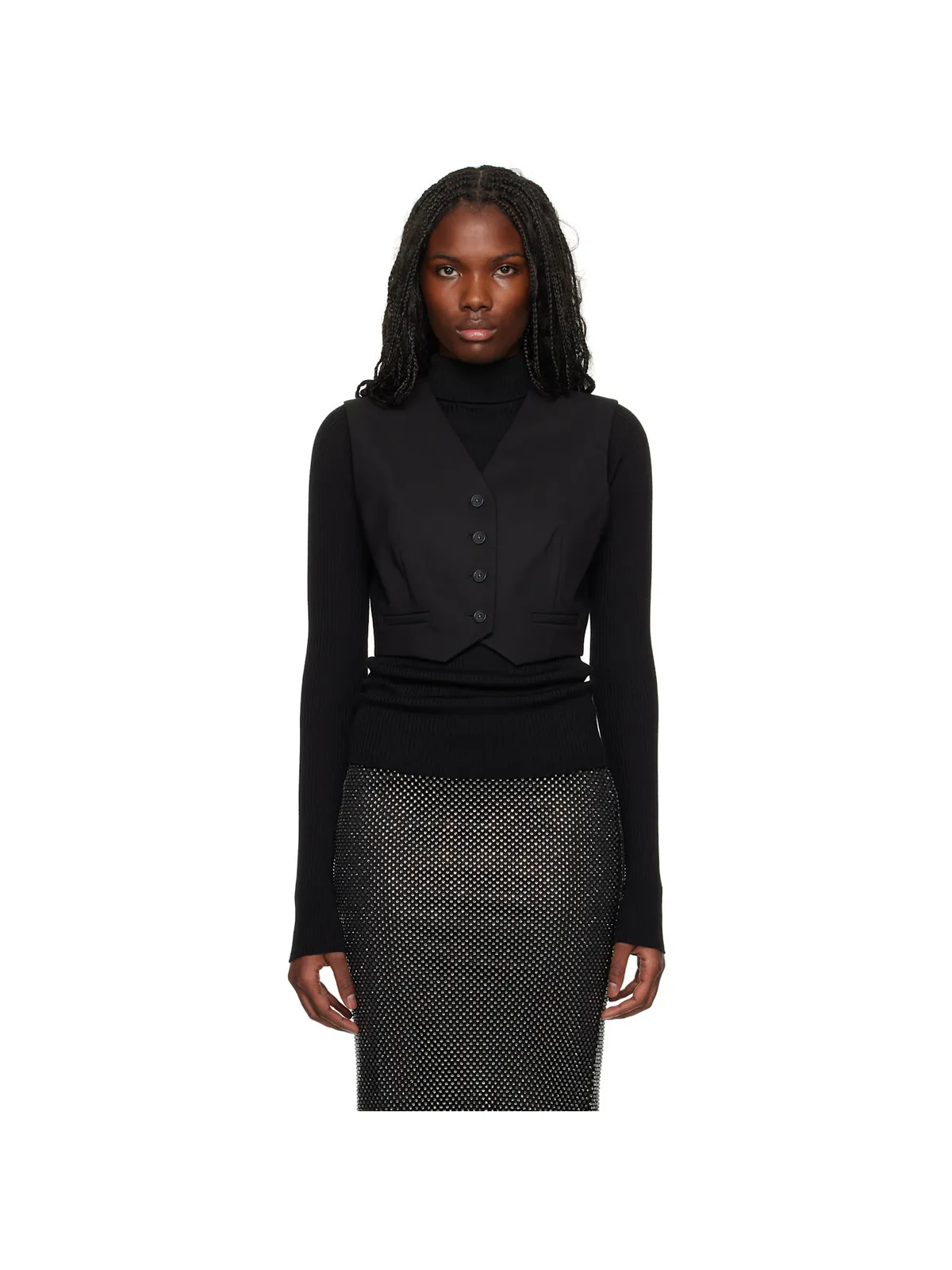 Sportmax クロップド ストレッチウール ベスト - 画像1