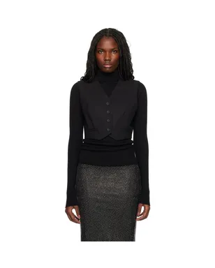 Sportmax クロップド ストレッチウール ベスト - サムネイル1