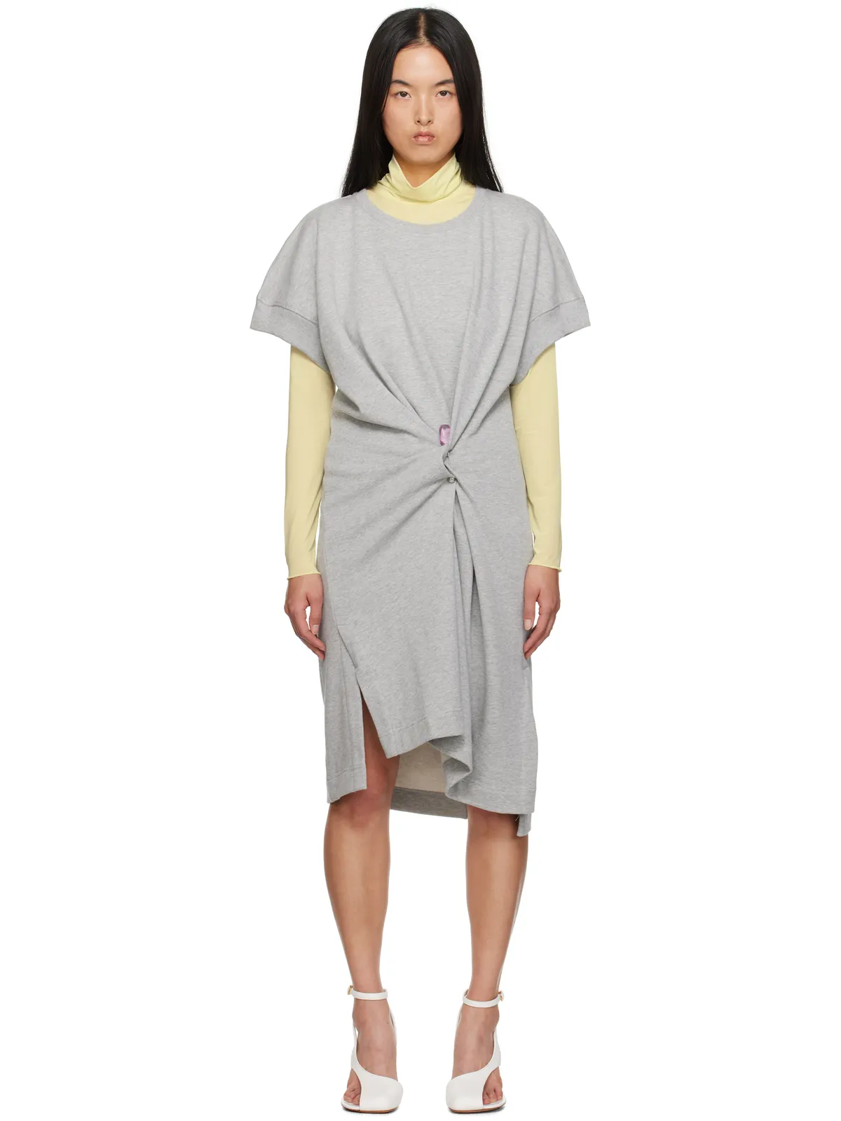 Dries Van Noten ドレープ コットン ミニワンピース - 画像1