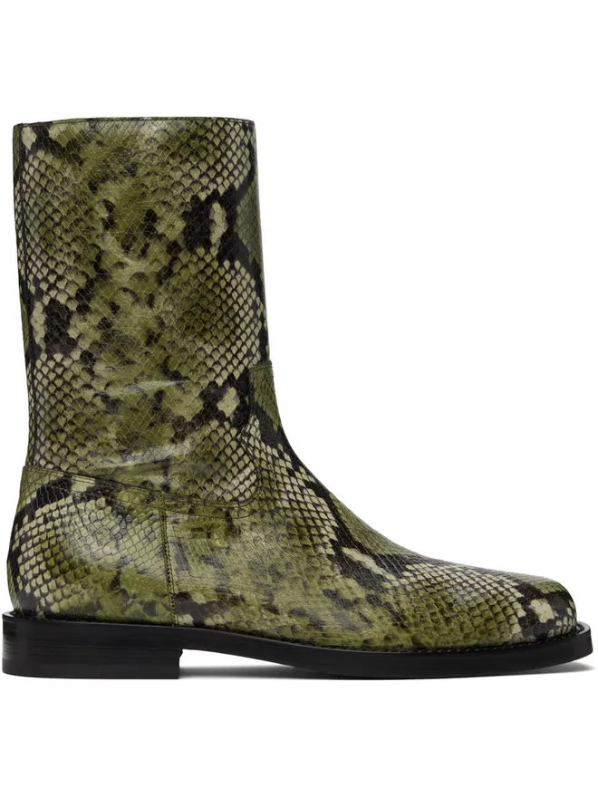 Dries Van Noten Dries Van Noten レザー スネークエンボス ブーツの商品画像