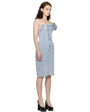 AREA Flower Corsage ベアトップ デニム ミディアムワンピース - サムネイル2