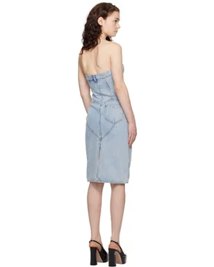 AREA Flower Corsage ベアトップ デニム ミディアムワンピース - サムネイル3