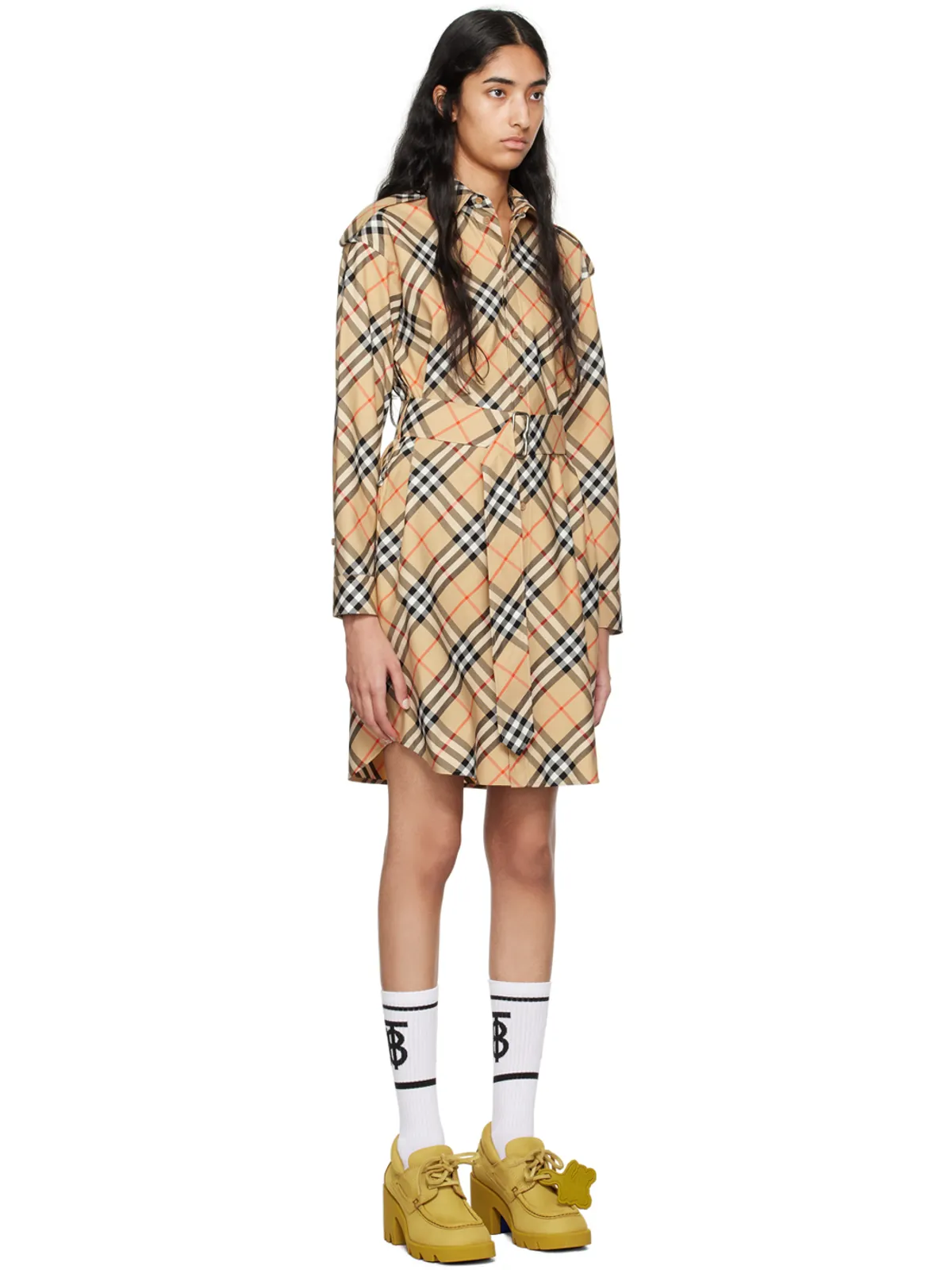 Burberry チェック シャツ ミディアムワンピース - 画像2