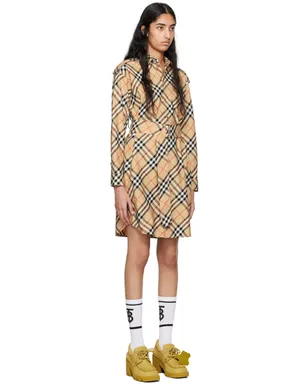 Burberry チェック シャツ ミディアムワンピース - サムネイル2