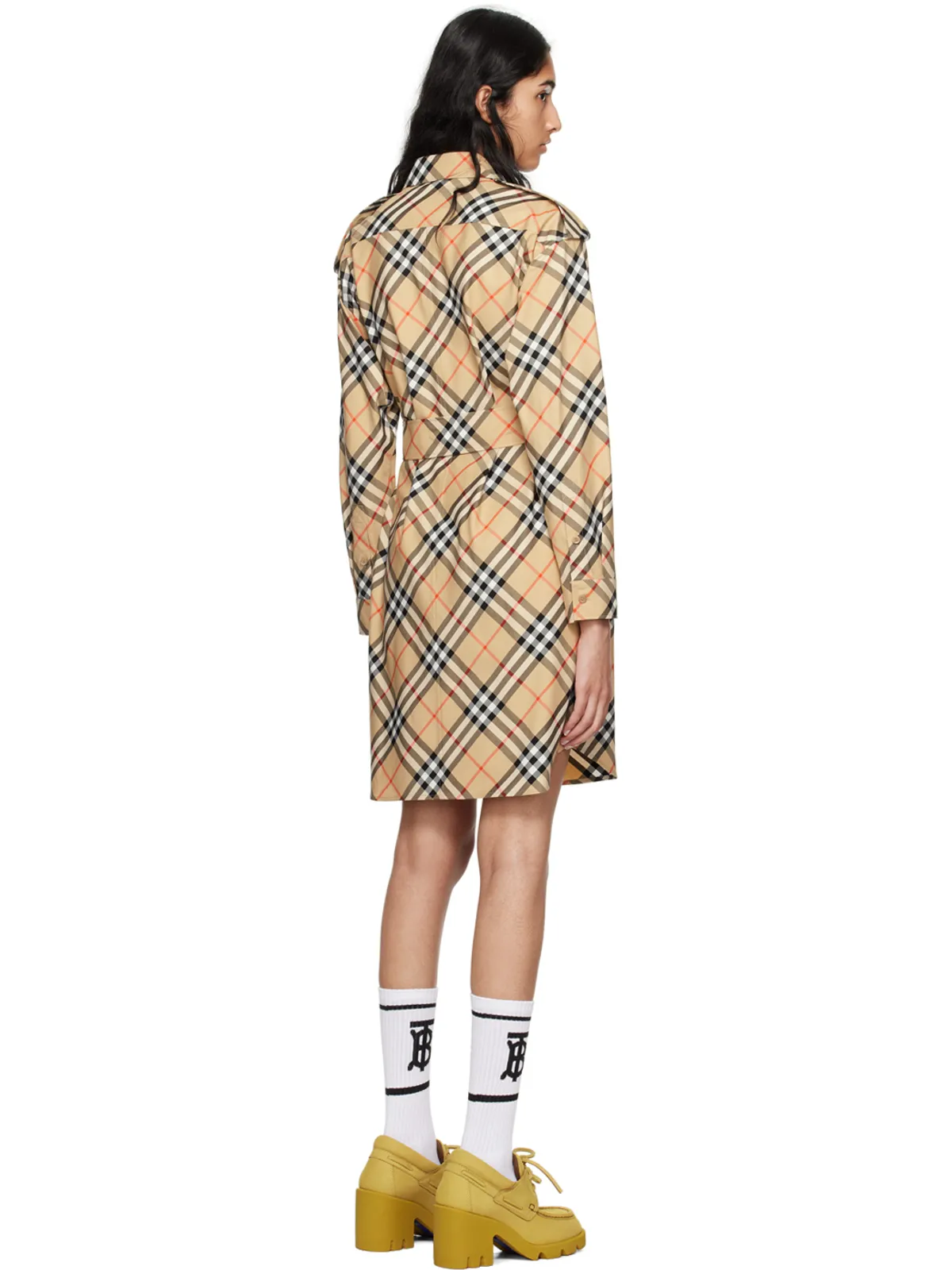 Burberry チェック シャツ ミディアムワンピース - 画像3
