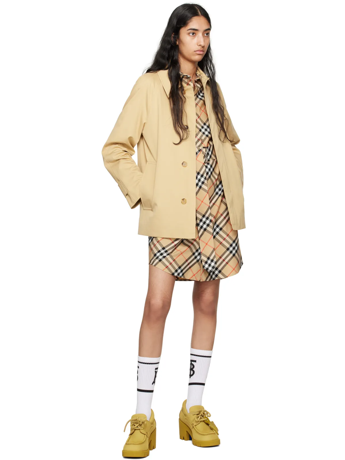 Burberry チェック シャツ ミディアムワンピース - 画像4