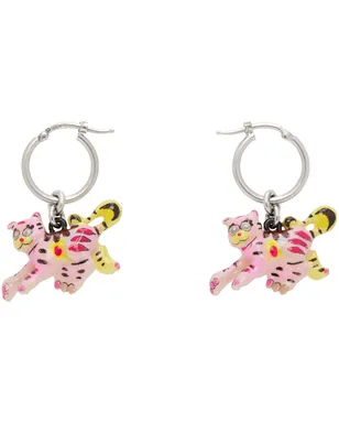 Marni ピンク＆シルバー Tiger Pendants ピアス - サムネイル1