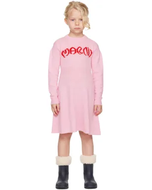 Marni キッズ｜ ブラッシュド ロゴ ワンピース - サムネイル1