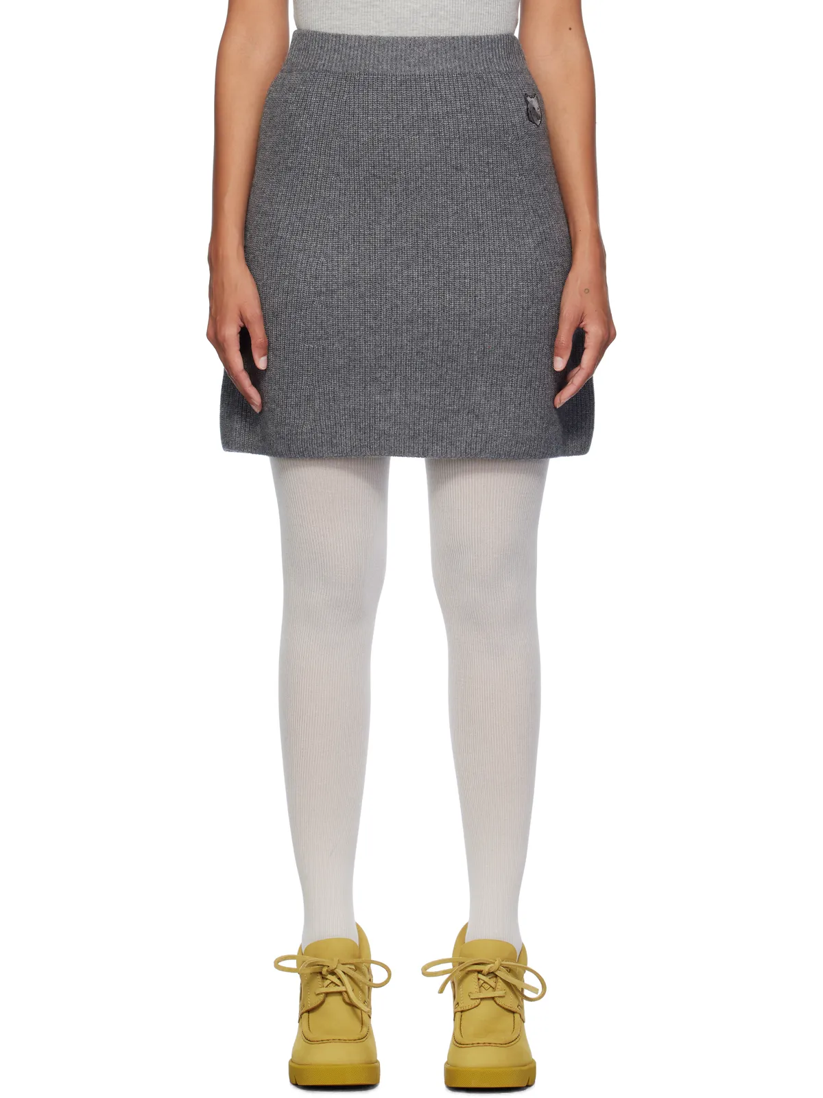 Maison Kitsuné ボールド フォックスヘッド パッチ リブ ミニスカート - 画像1