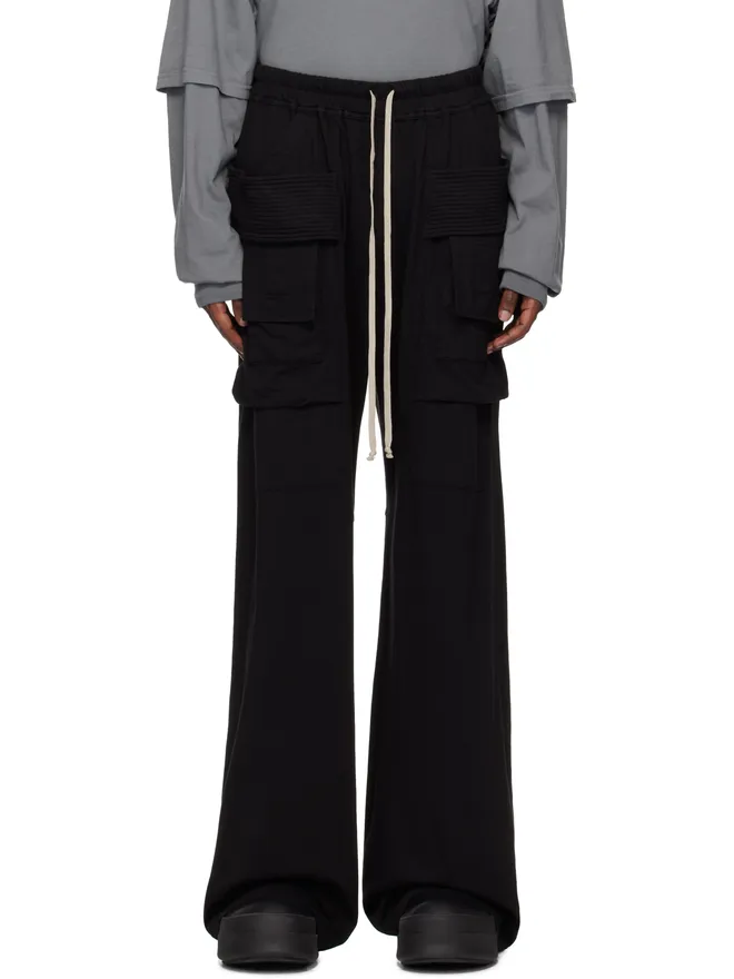 Rick Owens DRKSHDW Rick Owens DRKSHDW ブラック Porterville Creatch ドローストリング ワイド カーゴパンツの商品画像
