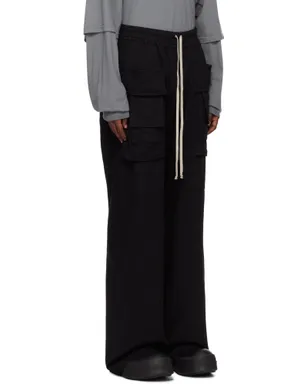 Rick Owens DRKSHDW ブラック Porterville Creatch ドローストリング ワイド カーゴパンツ - サムネイル2