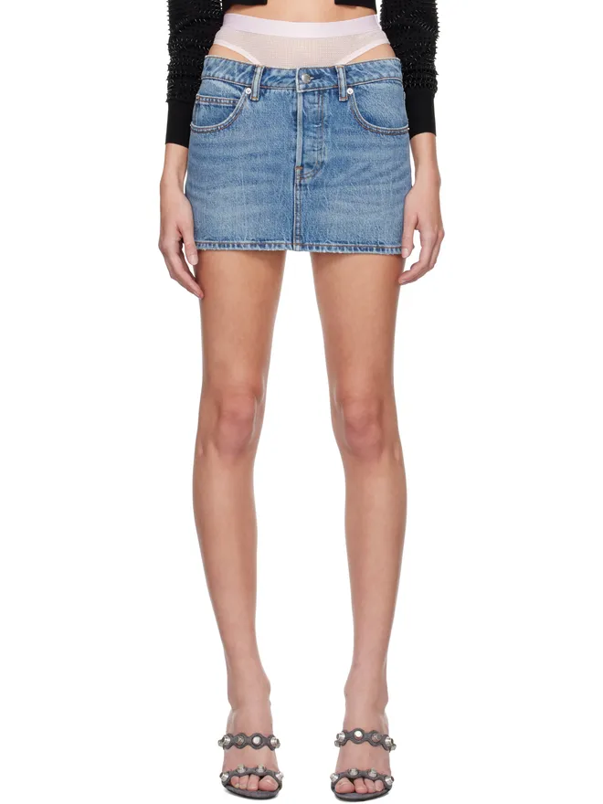 Alexander Wang Alexander Wang Pre-Styled ラインストーン ホットフィックス デニム ミニスカートの商品画像