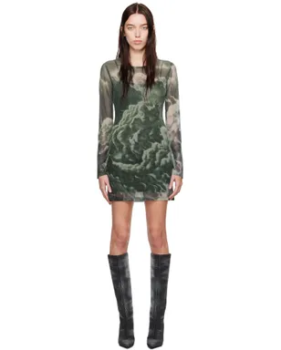 Alexander Wang Cloud-Print ラインストーン ホットフィックス シア ミニドレス - サムネイル1