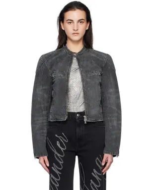 Alexander Wang Crystal Hotfix モーターサイクル デニムジャケット - サムネイル1