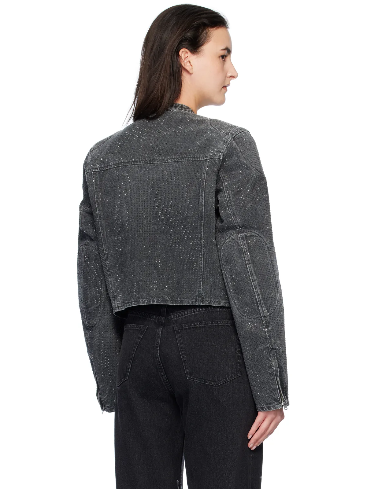 Alexander Wang Crystal Hotfix モーターサイクル デニムジャケット - 画像3