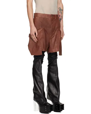 Rick Owens Porterville Stefan カーゴ レザーショートパンツ - サムネイル2