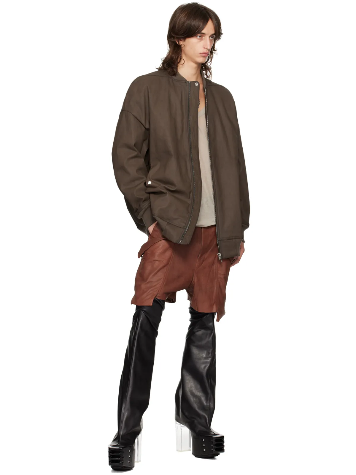 Rick Owens Porterville Stefan カーゴ レザーショートパンツ - 画像4
