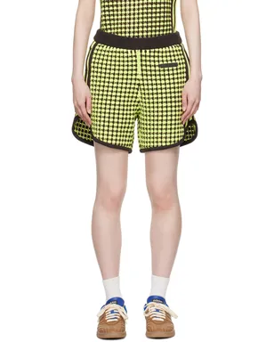 Wales Bonner adidas Originalsエディション グリーン＆ブラウン ロゴパッチ ショートパンツ - サムネイル1