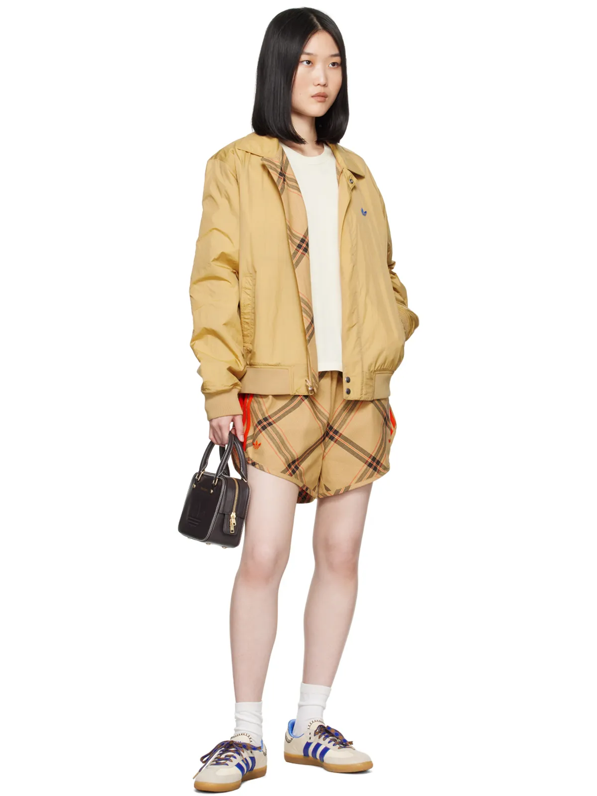 Wales Bonner adidas Originalsエディション ベージュ チェック ショートパンツ - 画像4