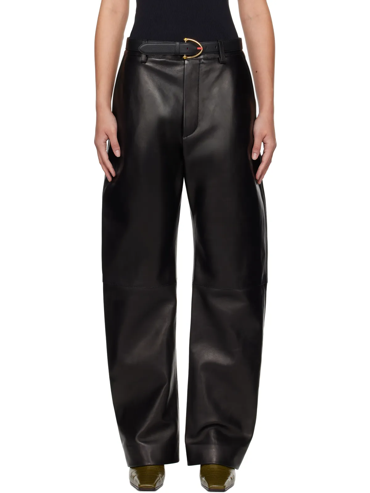 Bottega Veneta Rounded Leg レザーパンツ - 画像1