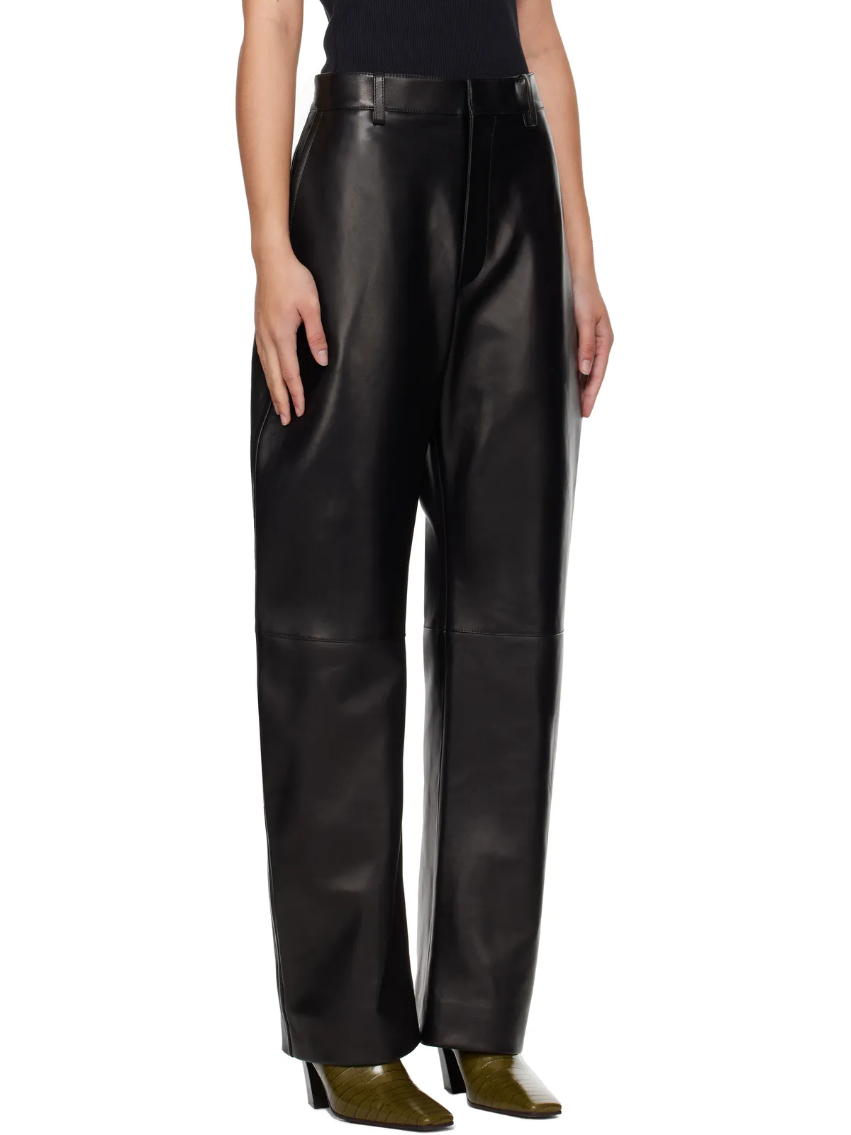 Bottega Veneta Rounded Leg レザーパンツ - 画像4