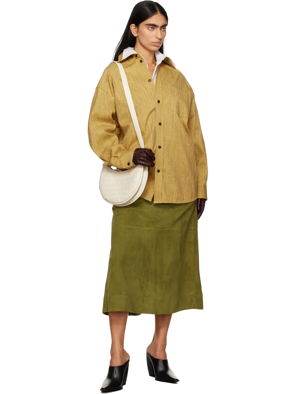 Bottega Veneta フルグレイン スエード ミディアムスカート - 画像4