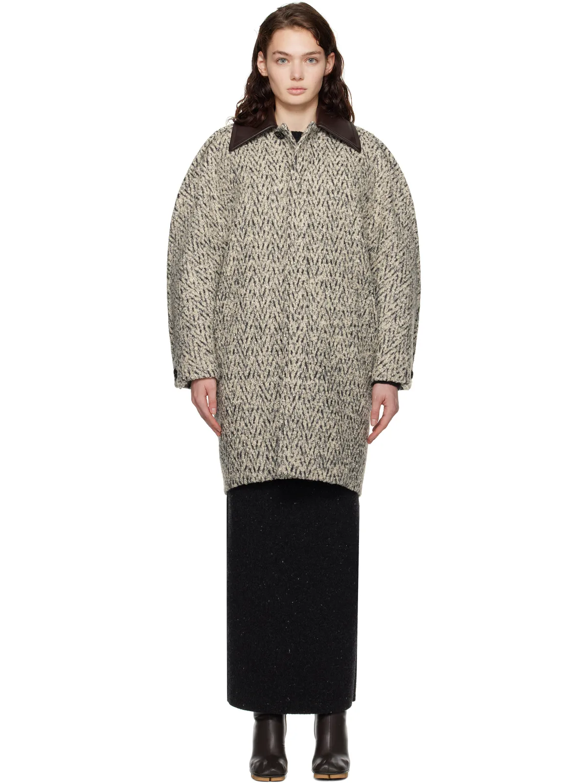 Bottega Veneta ウール ブークレ シェブロン コート - 画像1