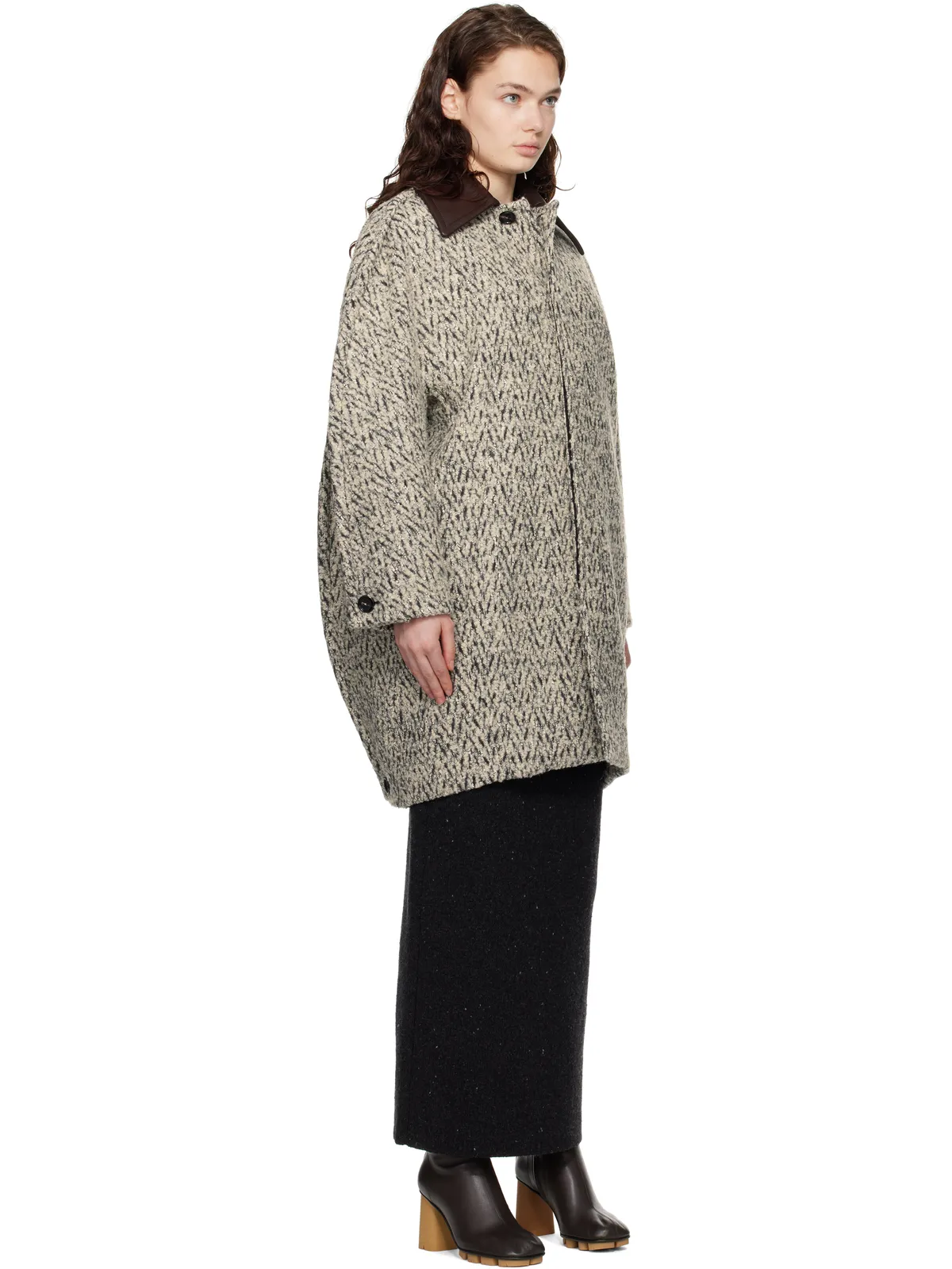 Bottega Veneta ウール ブークレ シェブロン コート - 画像2